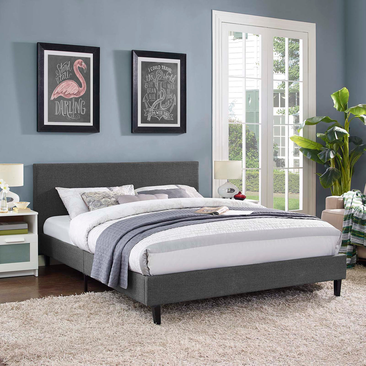 Arden Fabric Full Bed, Gray