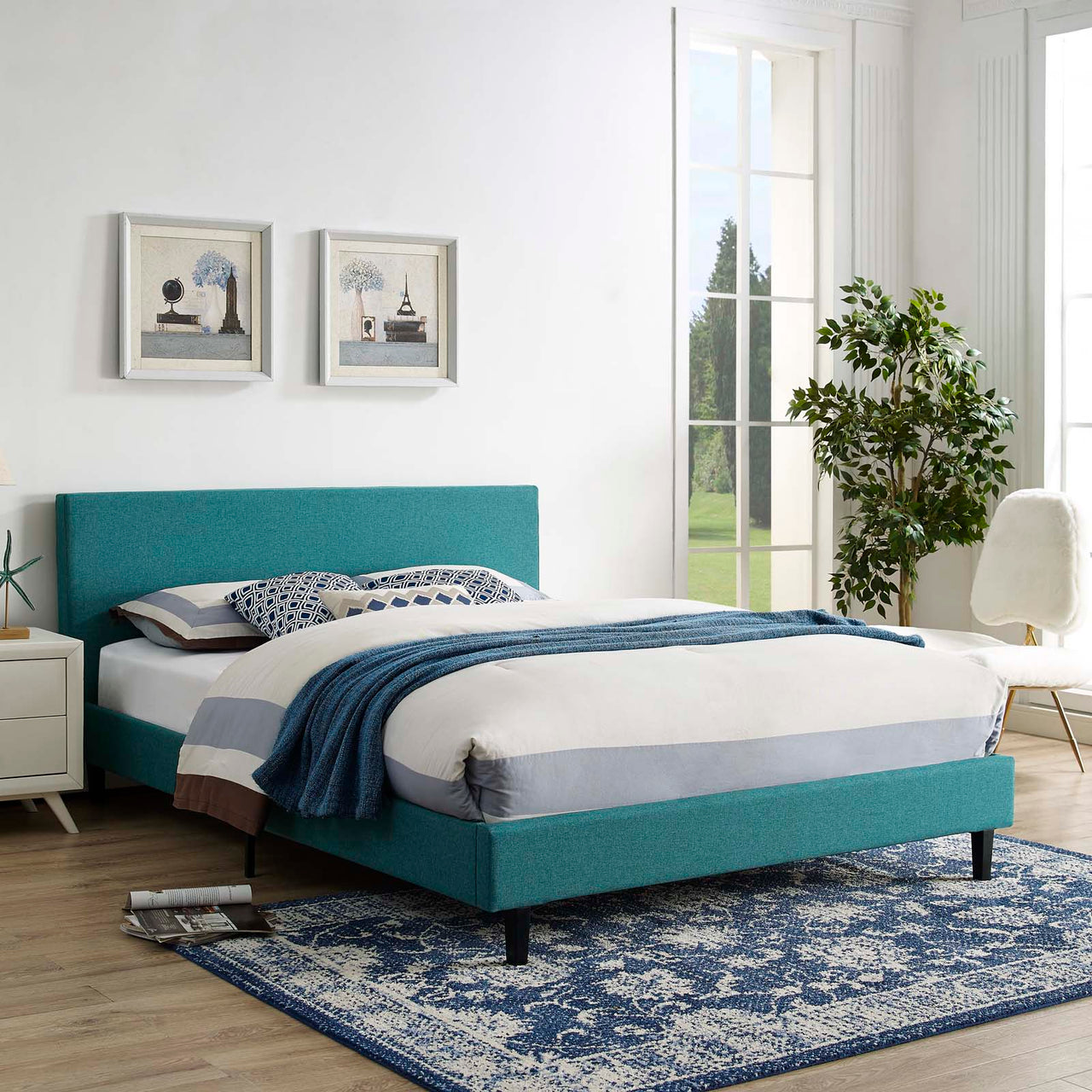 Arden Fabric Full Bed, Teal