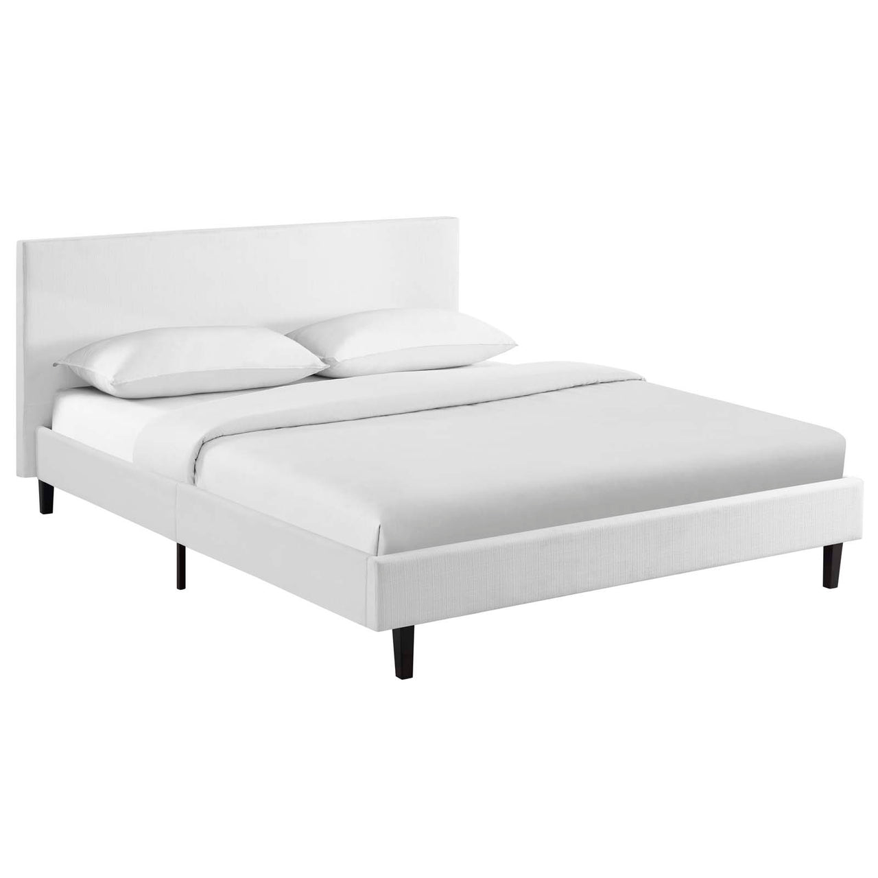 Arden Fabric Queen Bed, White