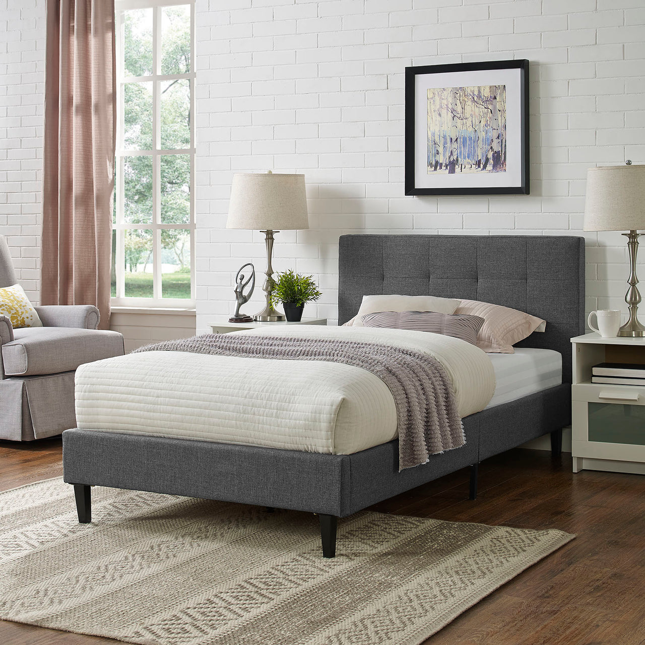 Pinpoint Twin Bed, Gray