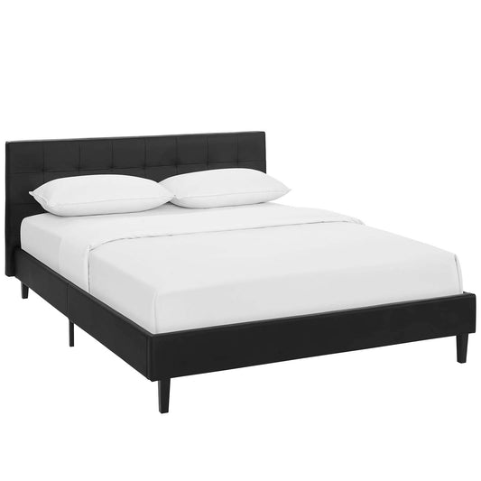 Pinpoint Faux Leather Full Bed, Black