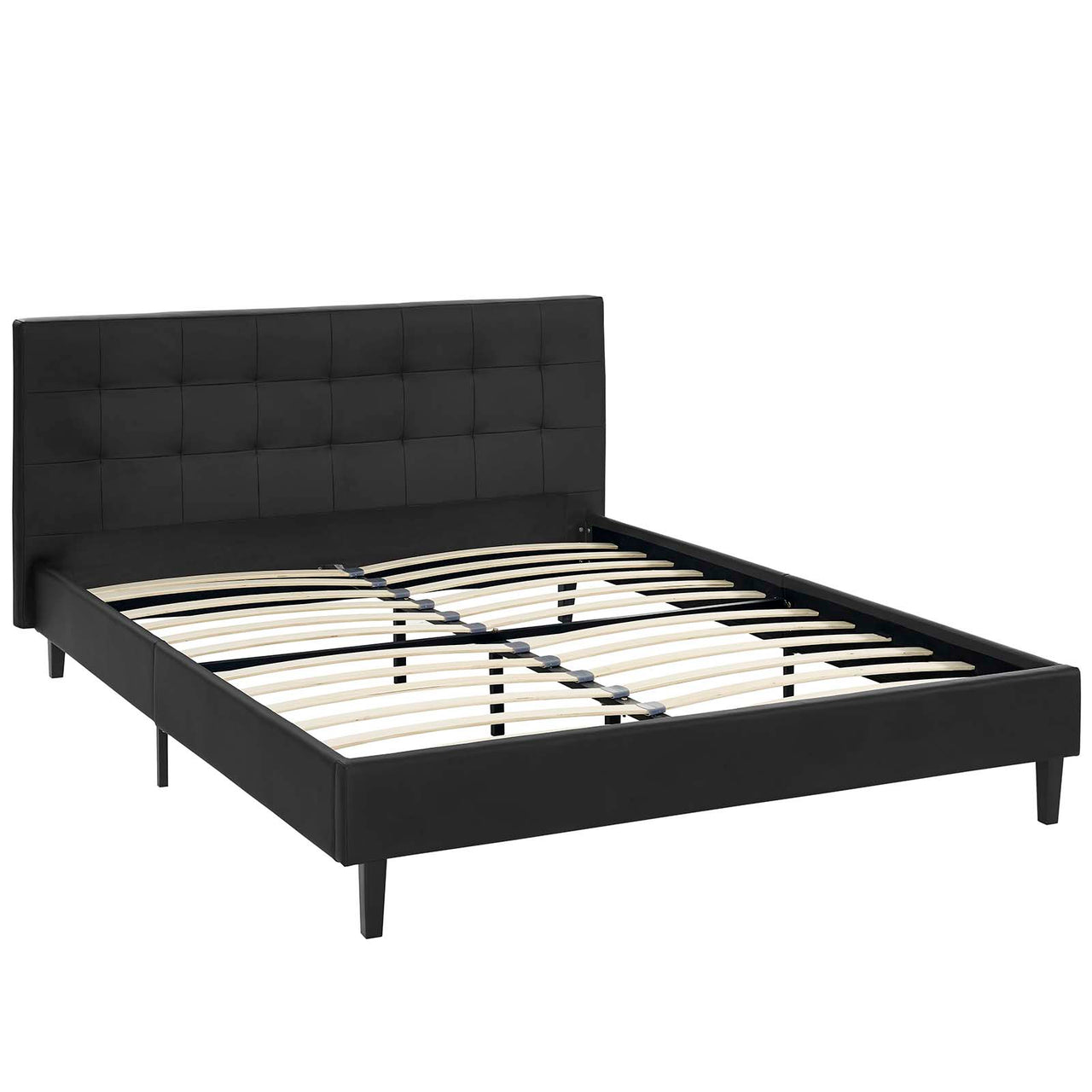Pinpoint Faux Leather Full Bed, Black