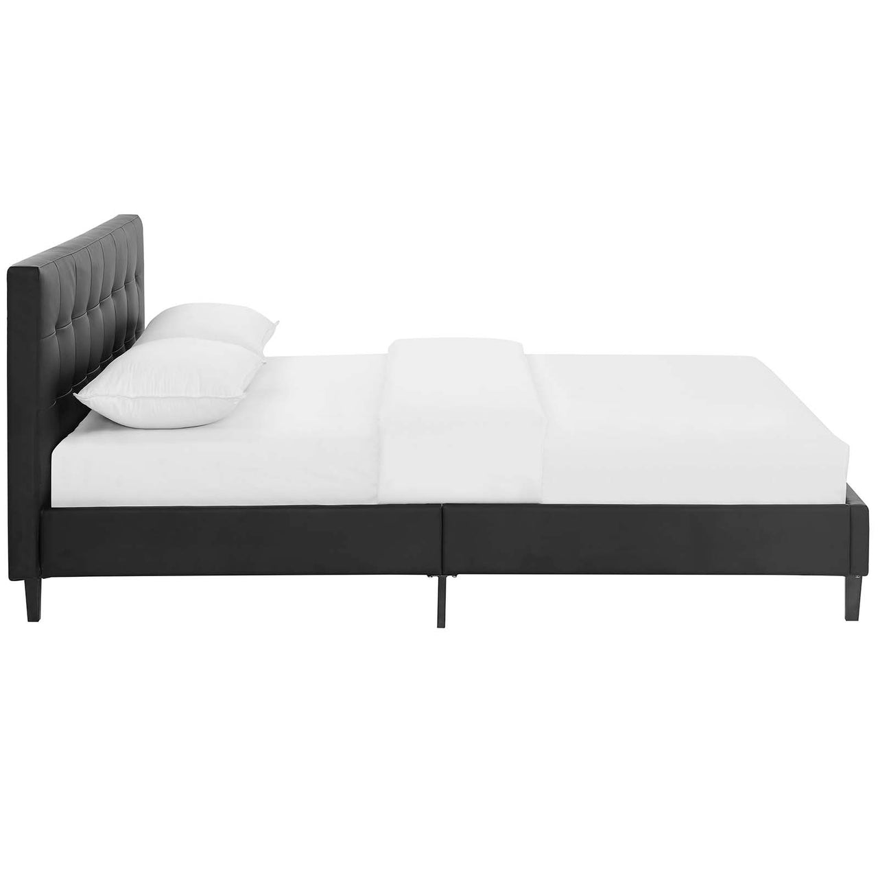 Pinpoint Faux Leather Full Bed, Black