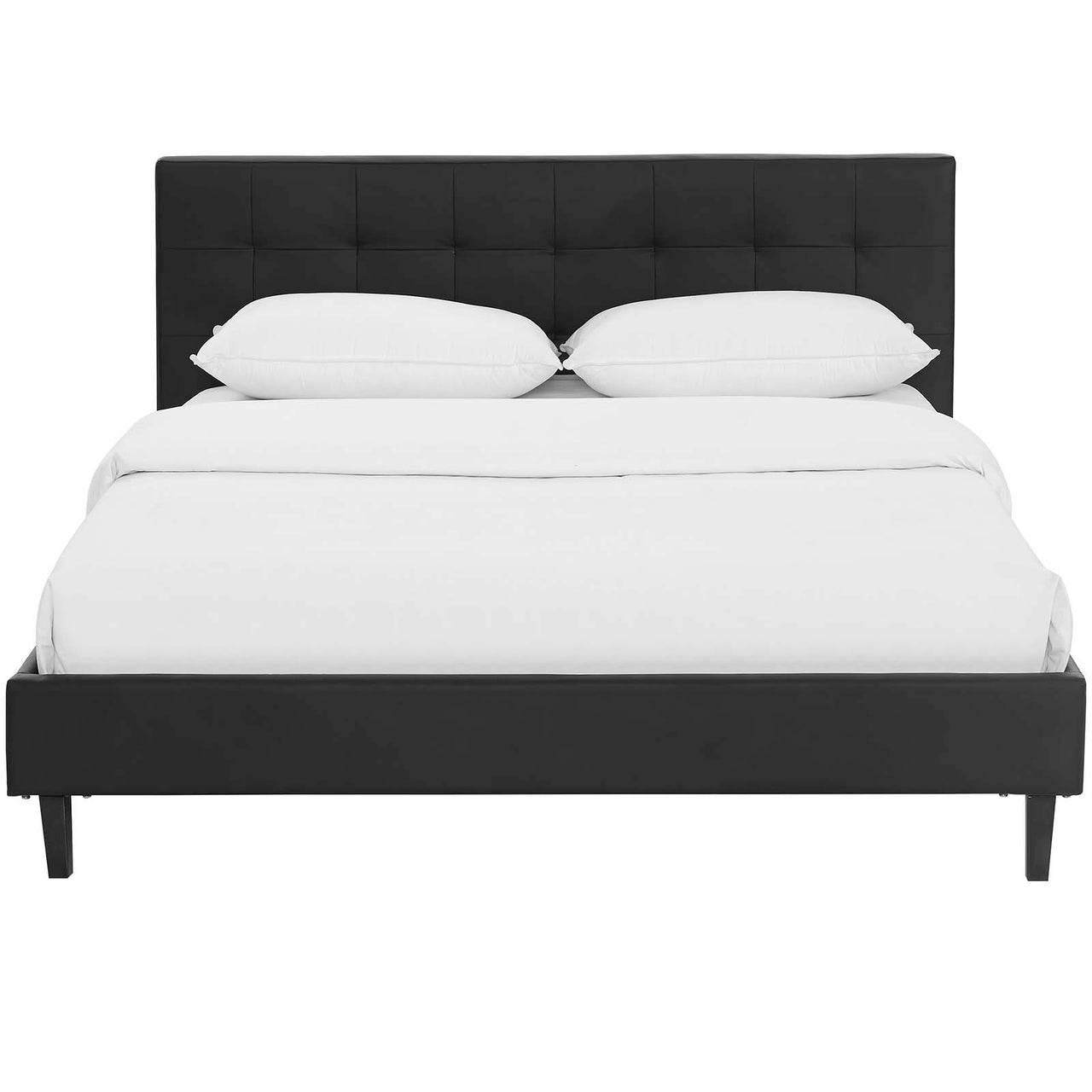 Pinpoint Faux Leather Full Bed, Black