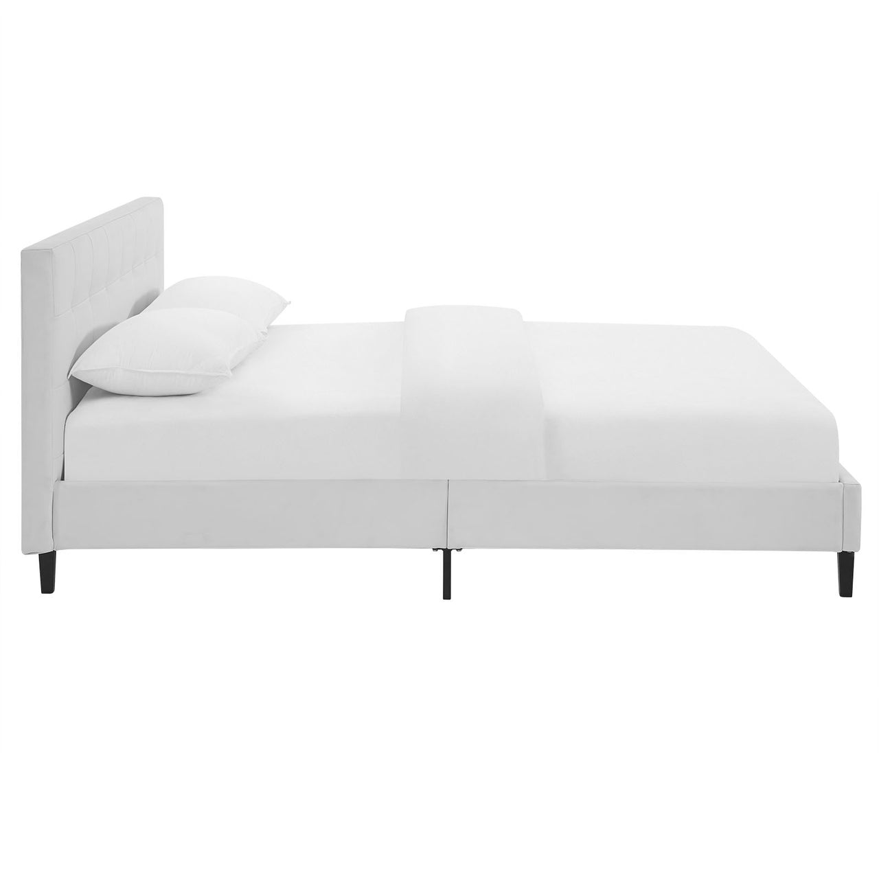 Pinpoint Faux Leather Queen Bed, White