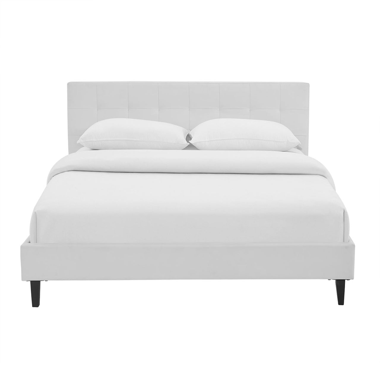 Pinpoint Faux Leather Queen Bed, White