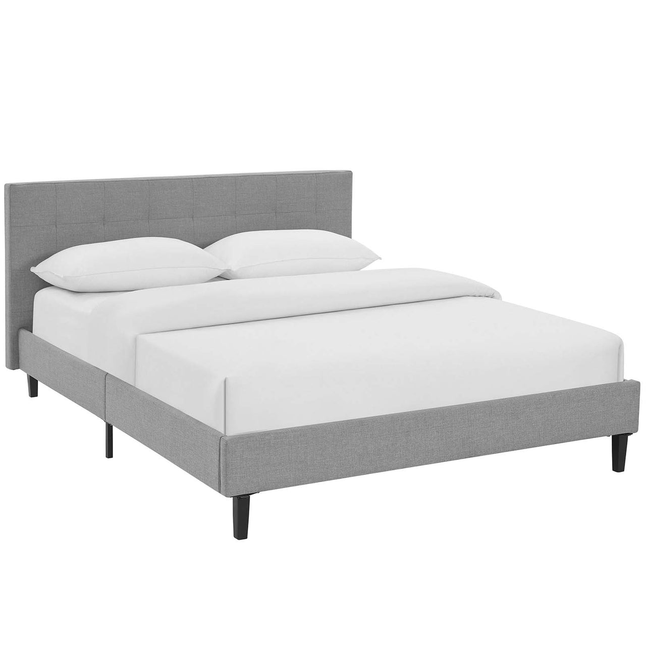 Pinpoint Fabric Queen Bed, Light Gray