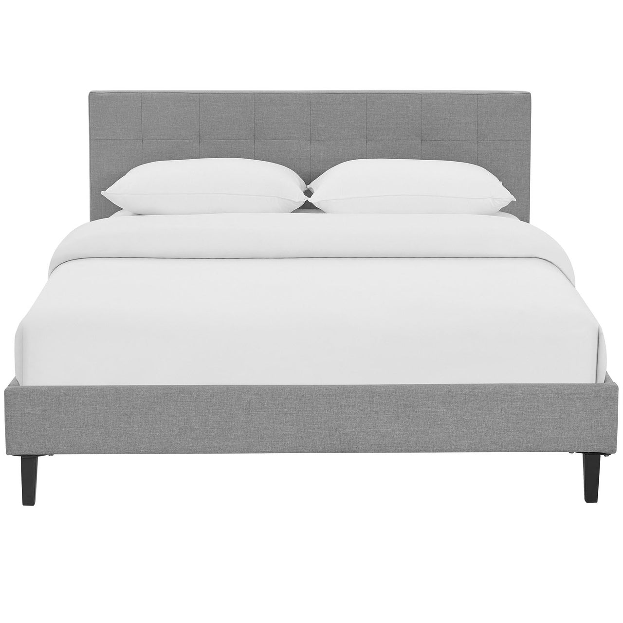 Pinpoint Fabric Queen Bed, Light Gray
