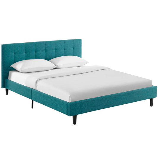 Pinpoint Fabric Queen Bed, Teal