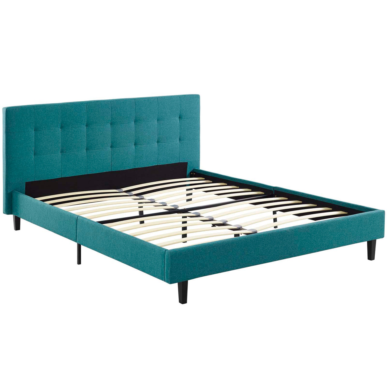 Pinpoint Fabric Queen Bed, Teal