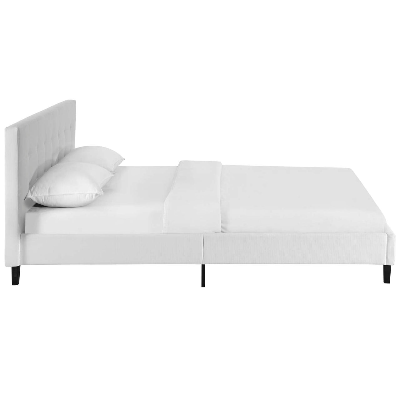 Pinpoint Fabric Queen Bed, White