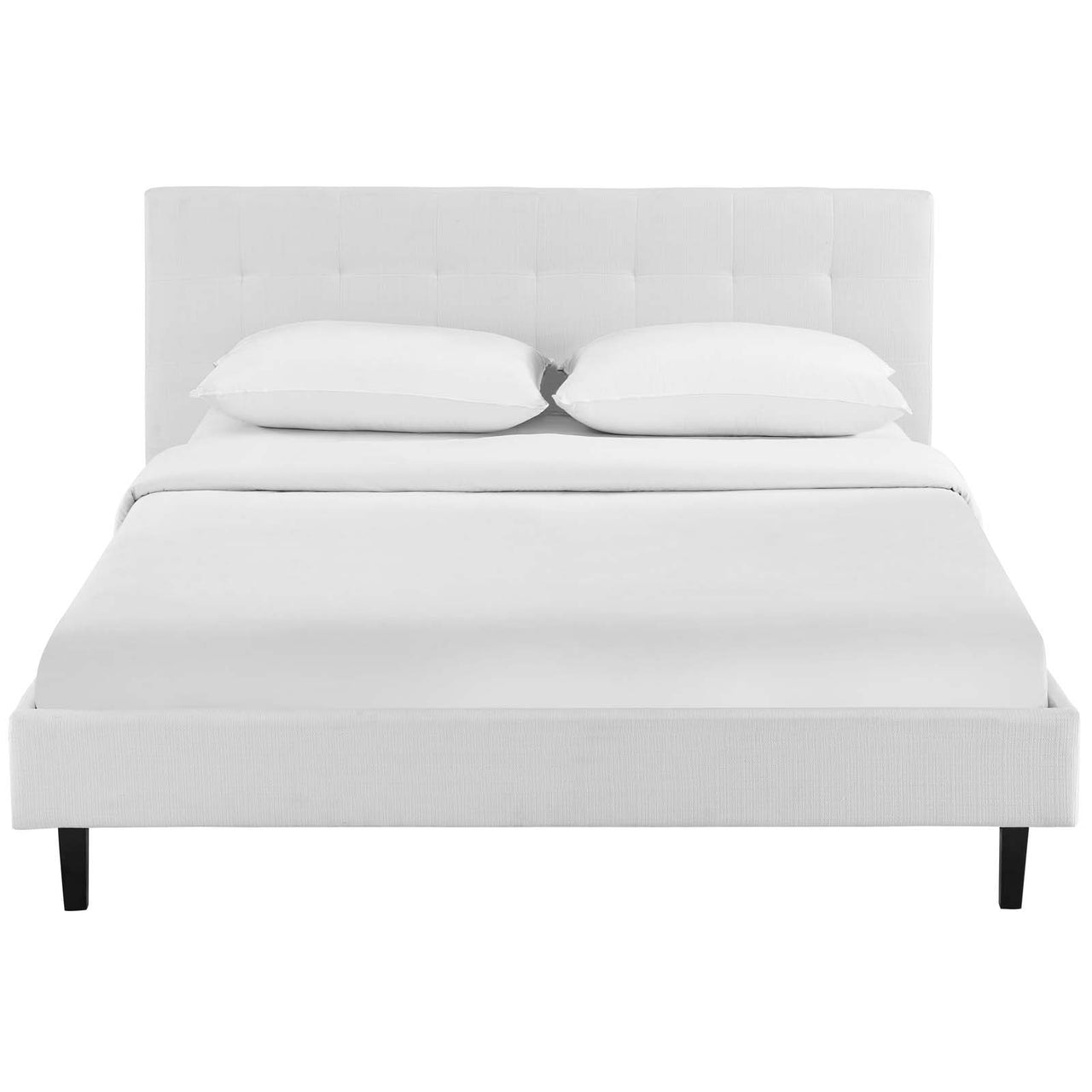 Pinpoint Fabric Queen Bed, White