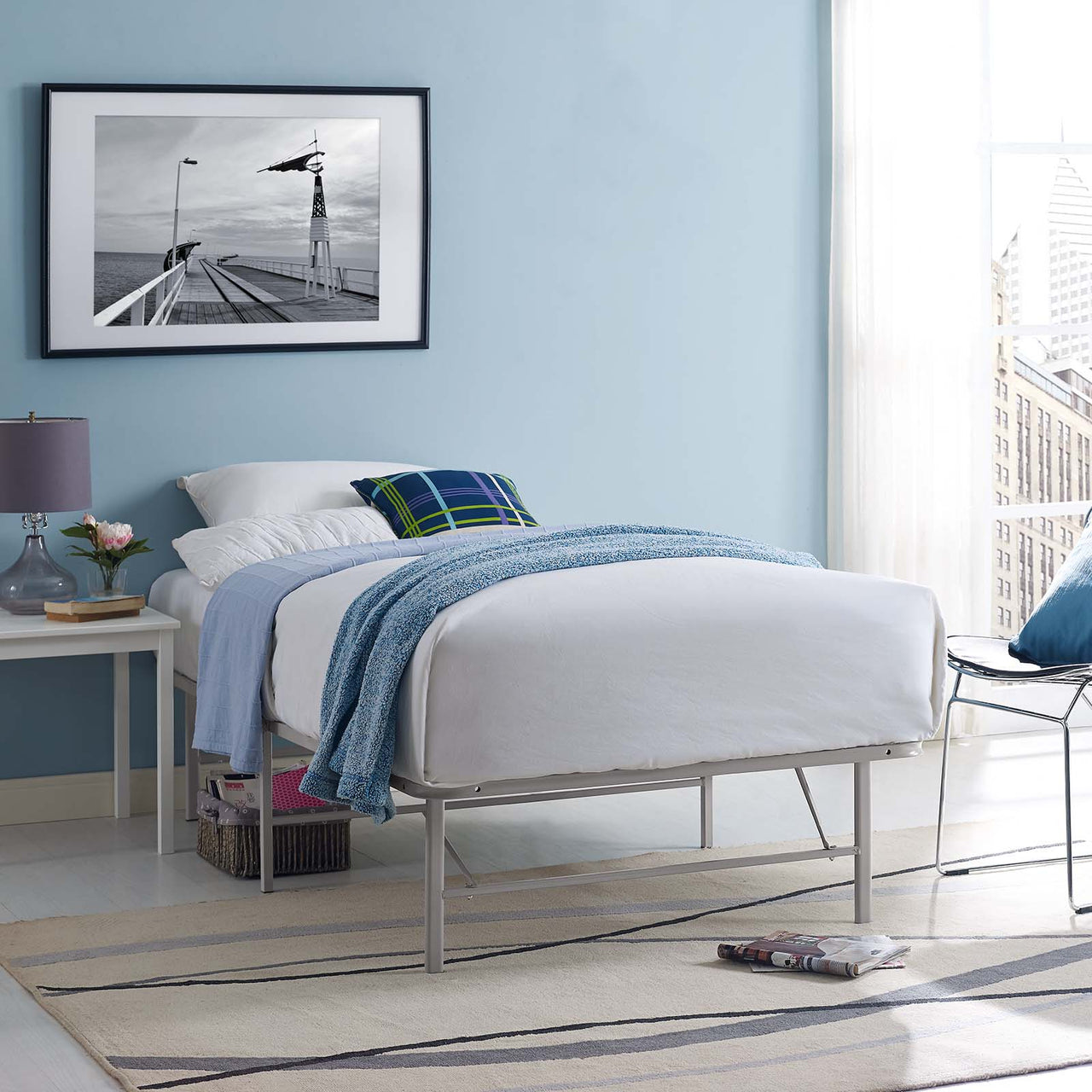 Stronghold Twin Bed Frame, Gray