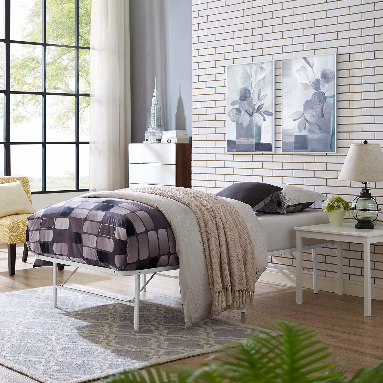 Stronghold Twin Bed Frame, White