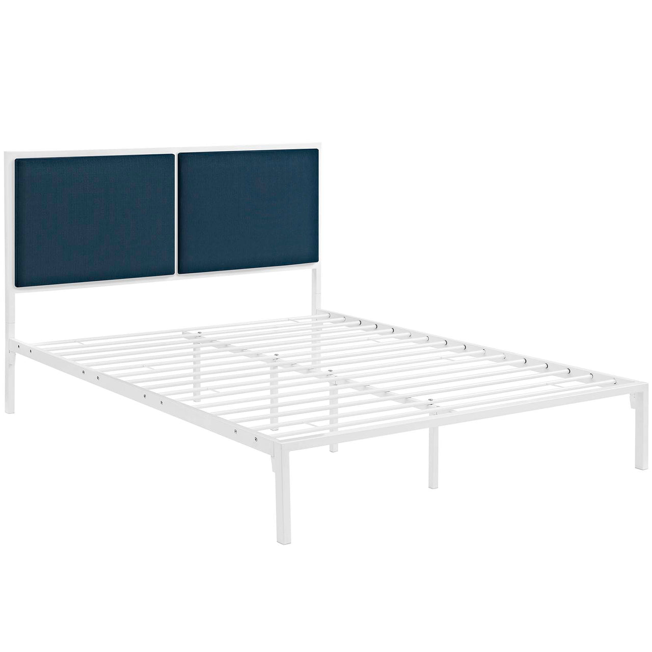 Darsa Upholstered King Bed, White & Azure
