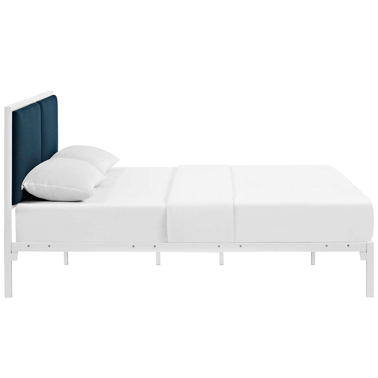 Darsa Upholstered King Bed, White & Azure