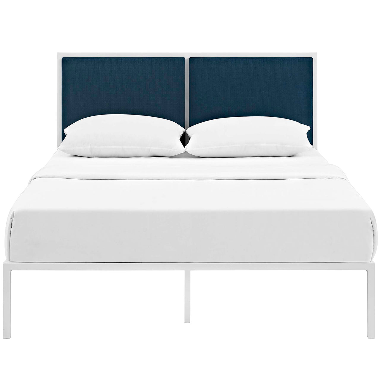 Darsa Upholstered King Bed, White & Azure