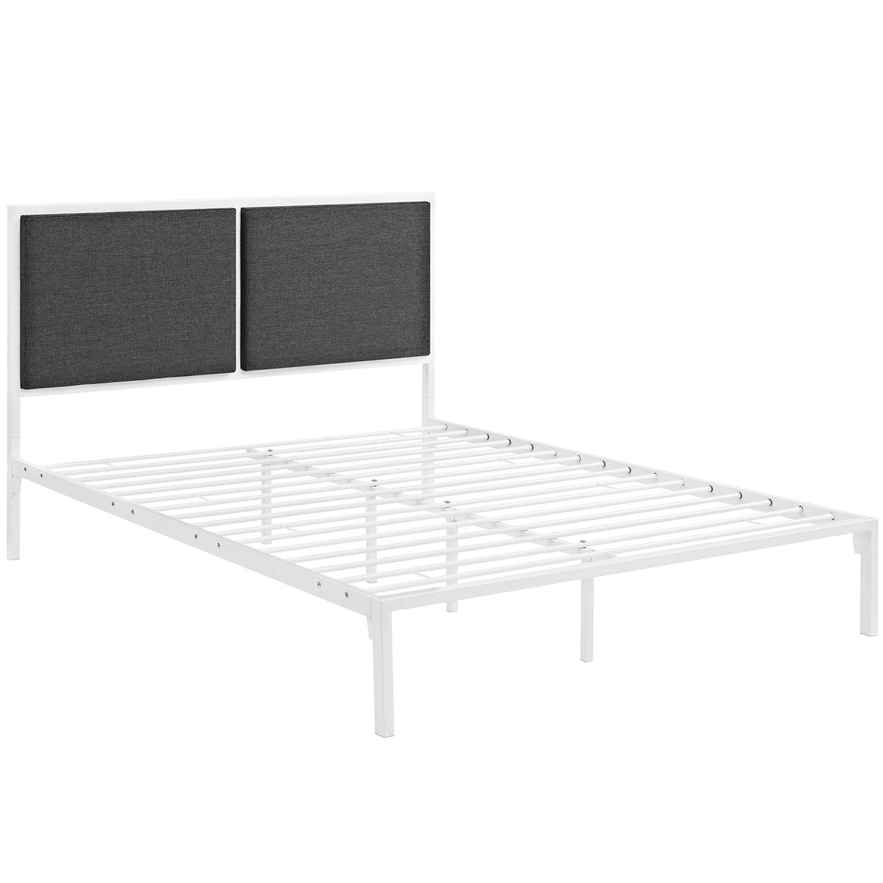 Darsa Upholstered King Bed, White & Gray