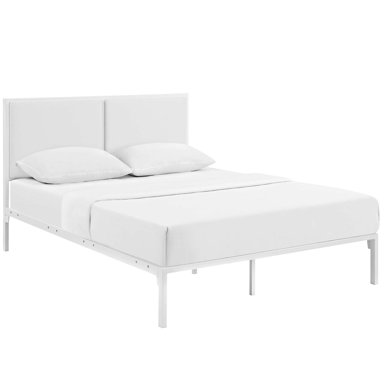 Darsa Eco-Leather King Bed, White