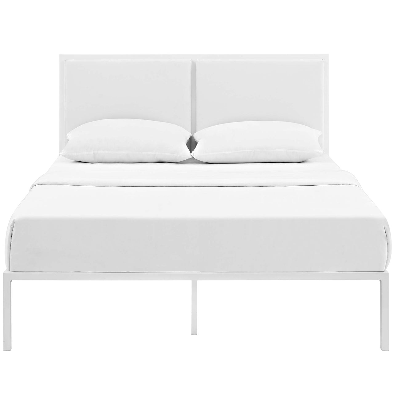 Darsa Eco-Leather King Bed, White