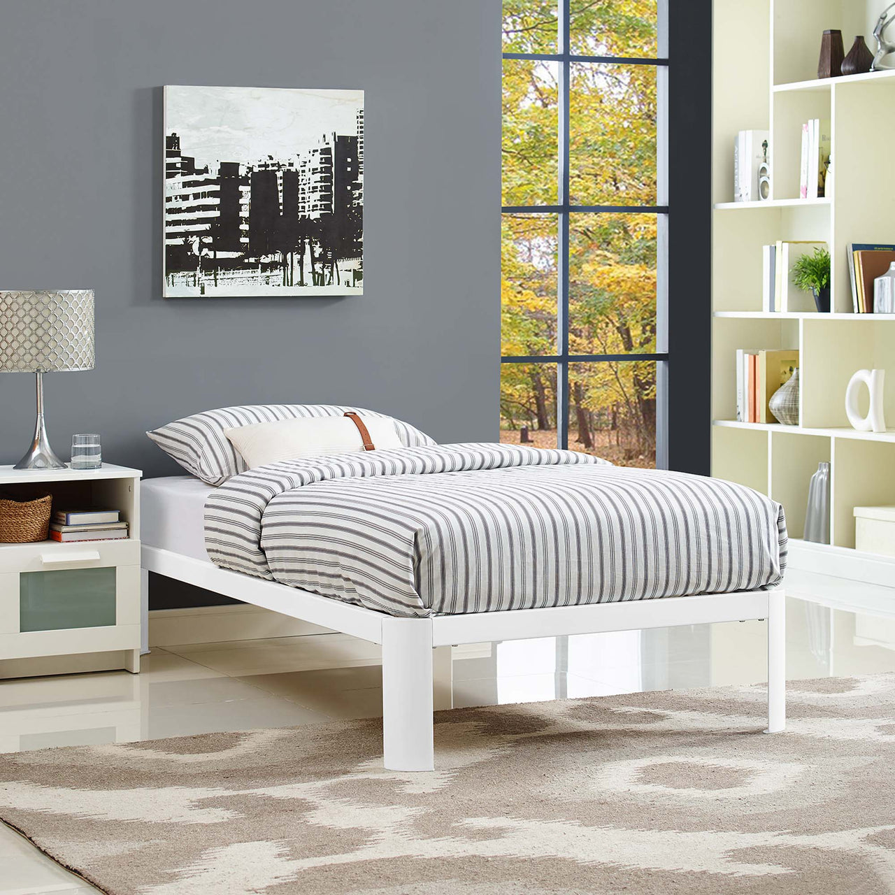 Elevation Twin Bed Frame, White