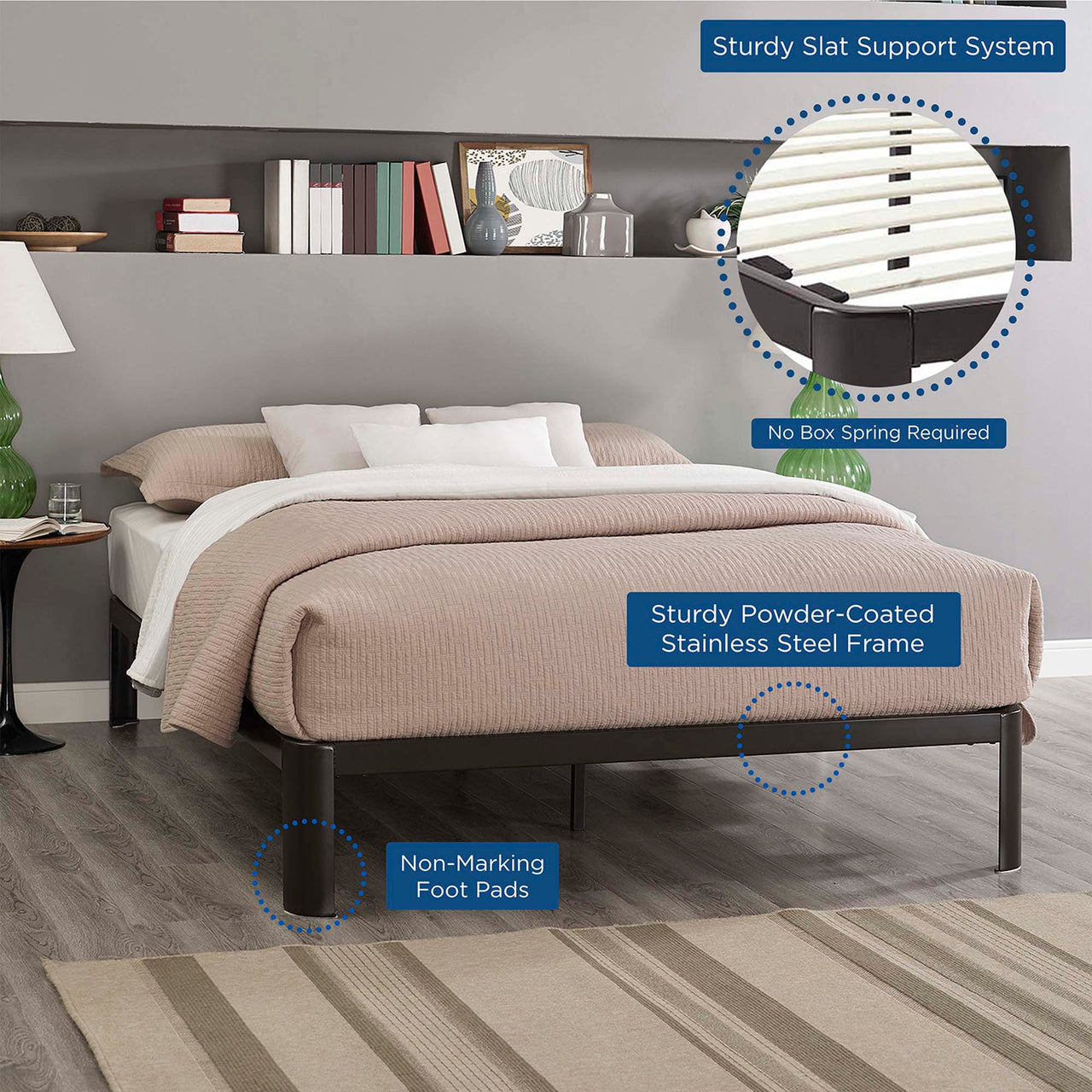 Elevation Queen Bed Frame, Brown