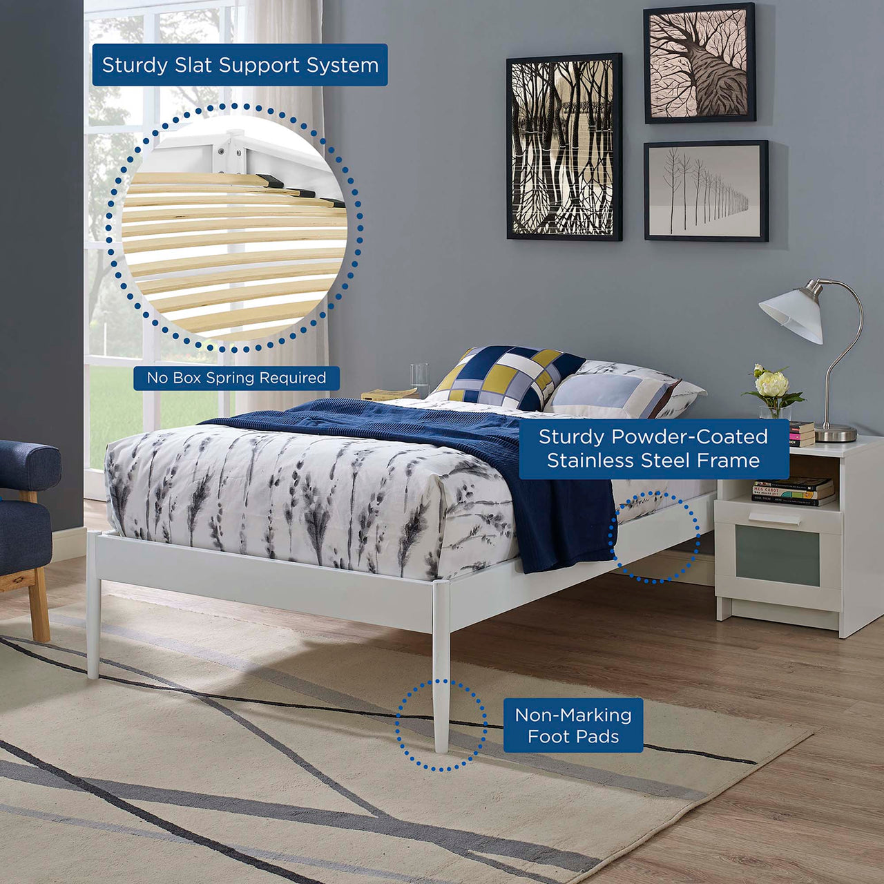Elara Twin Bed Frame, White