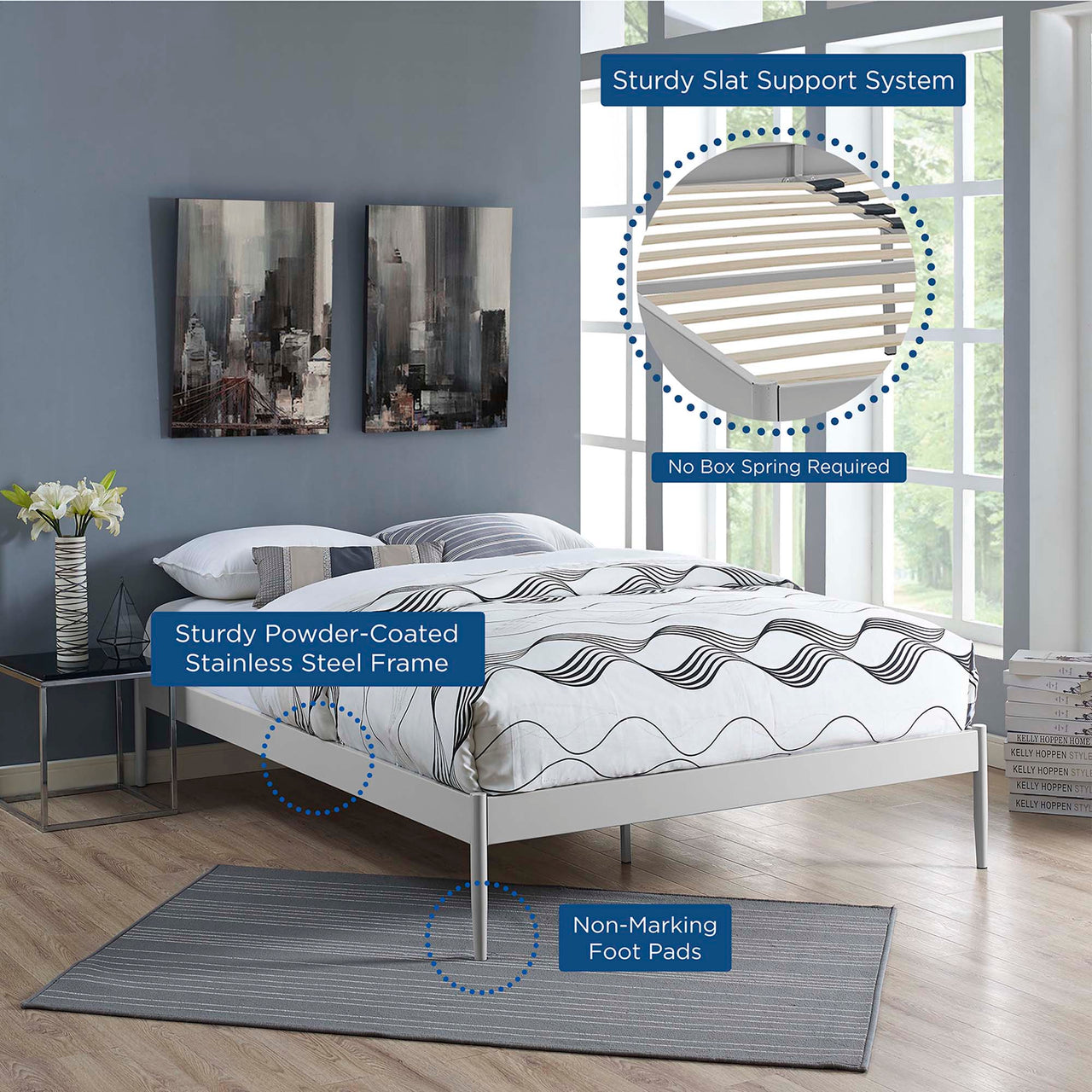 Elara Queen Bed Frame, Gray