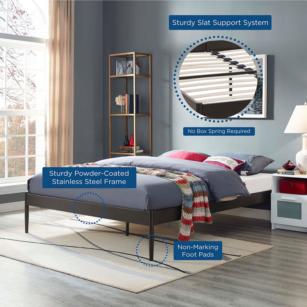 Elara King Bed Frame, Brown