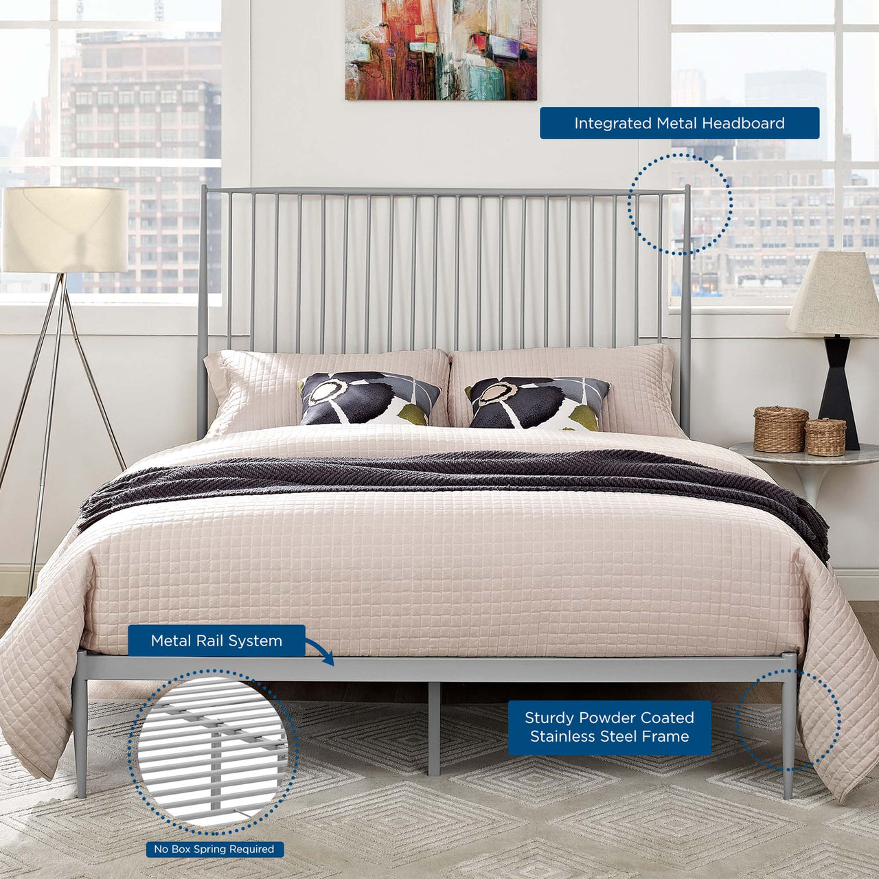 Alustra Queen Platform Bed, Gray