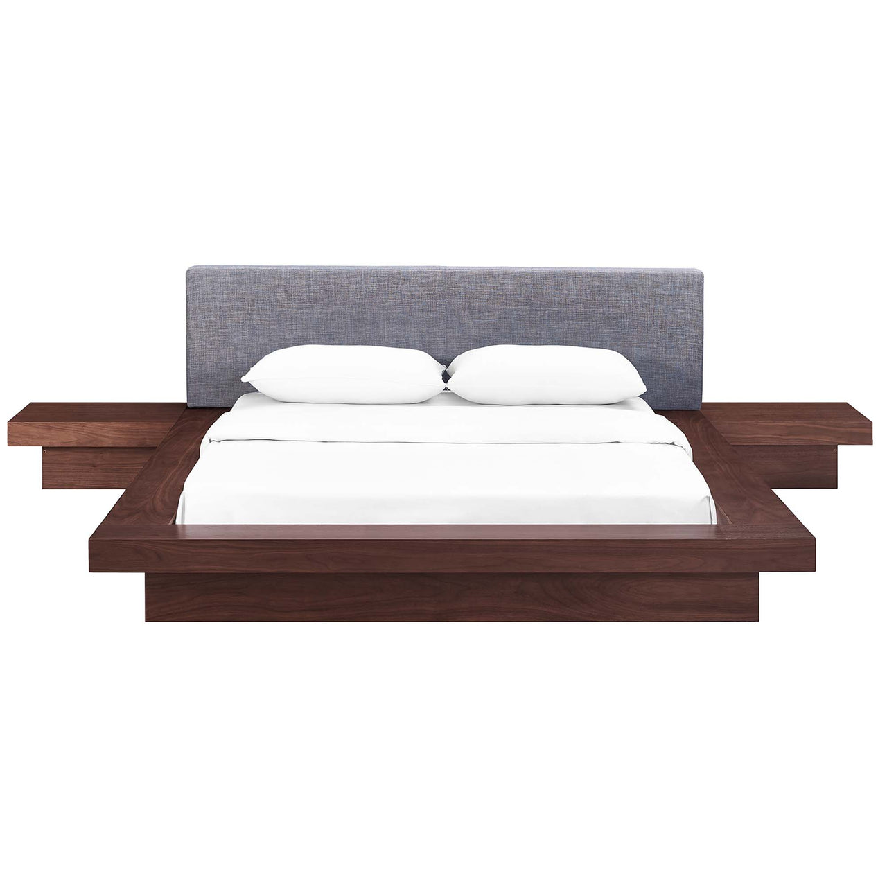 Hover 3-Piece Fabric Queen Bedroom Set, Walnut & Gray