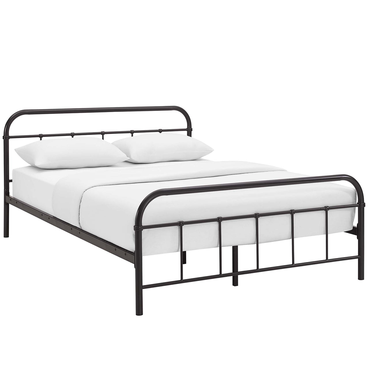 Celia Metal Queen Bed Frame, Brown