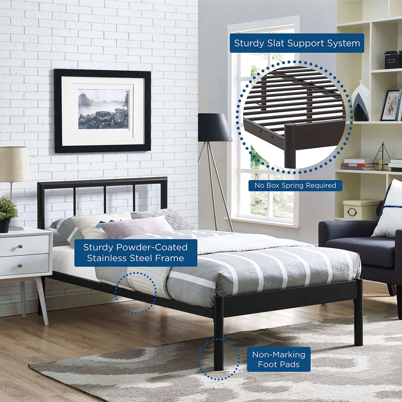 Tavira Twin Bed Frame, Brown