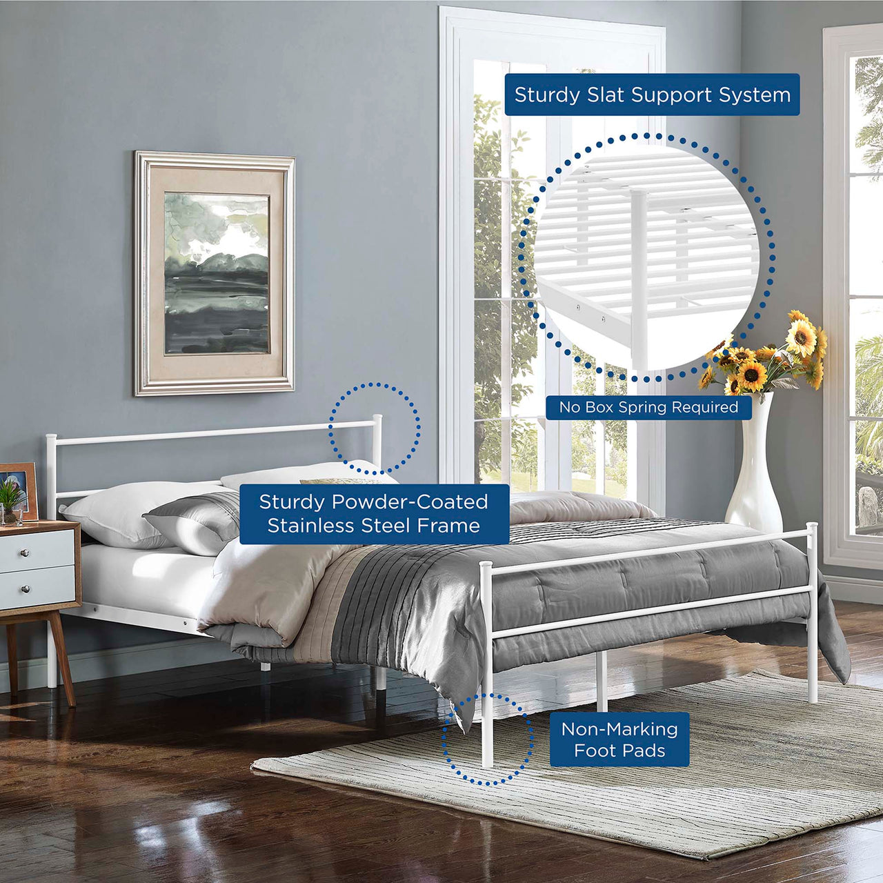 Elowen Platform Full Bed Frame, White