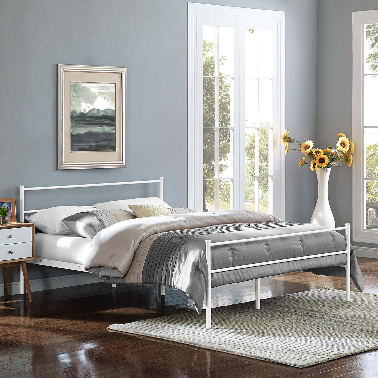 Elowen Platform Queen Bed Frame, White