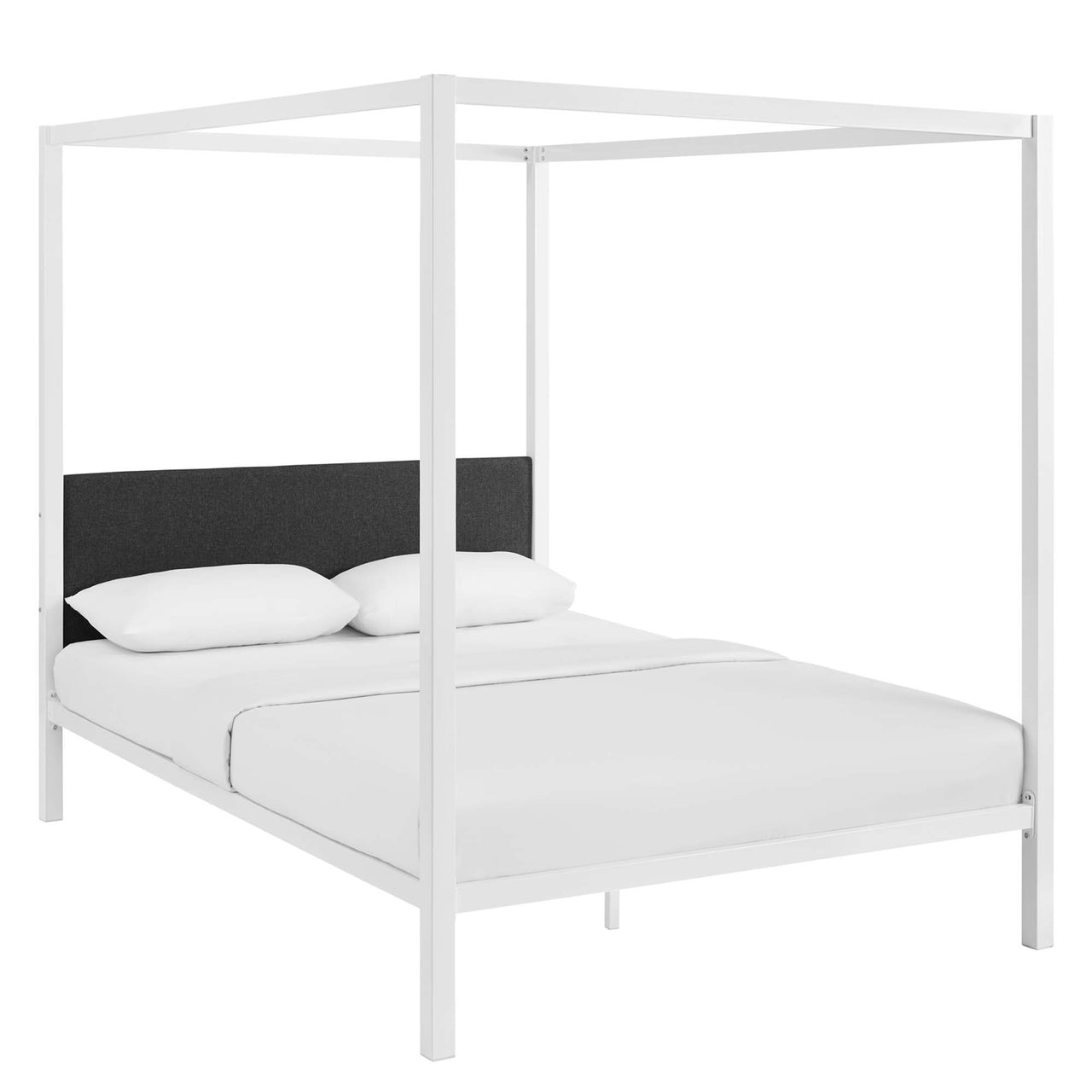 Sylvara Queen Bed Frame, White & Gray