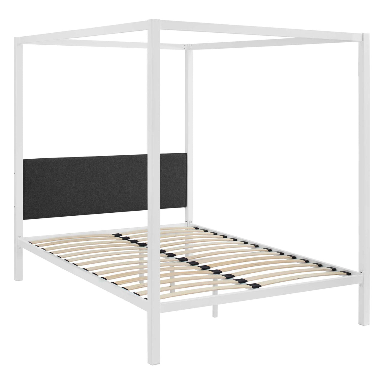 Sylvara Queen Bed Frame, White & Gray