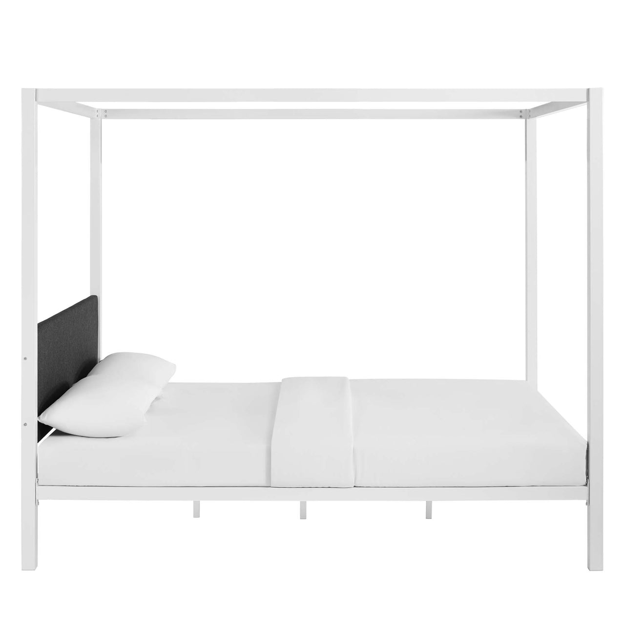 Sylvara Queen Bed Frame, White & Gray