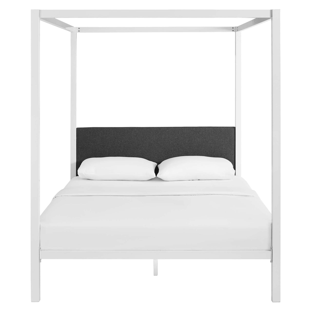 Sylvara Queen Bed Frame, White & Gray