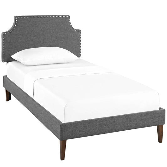Laurel Fabric Twin Platform Bed, Gray
