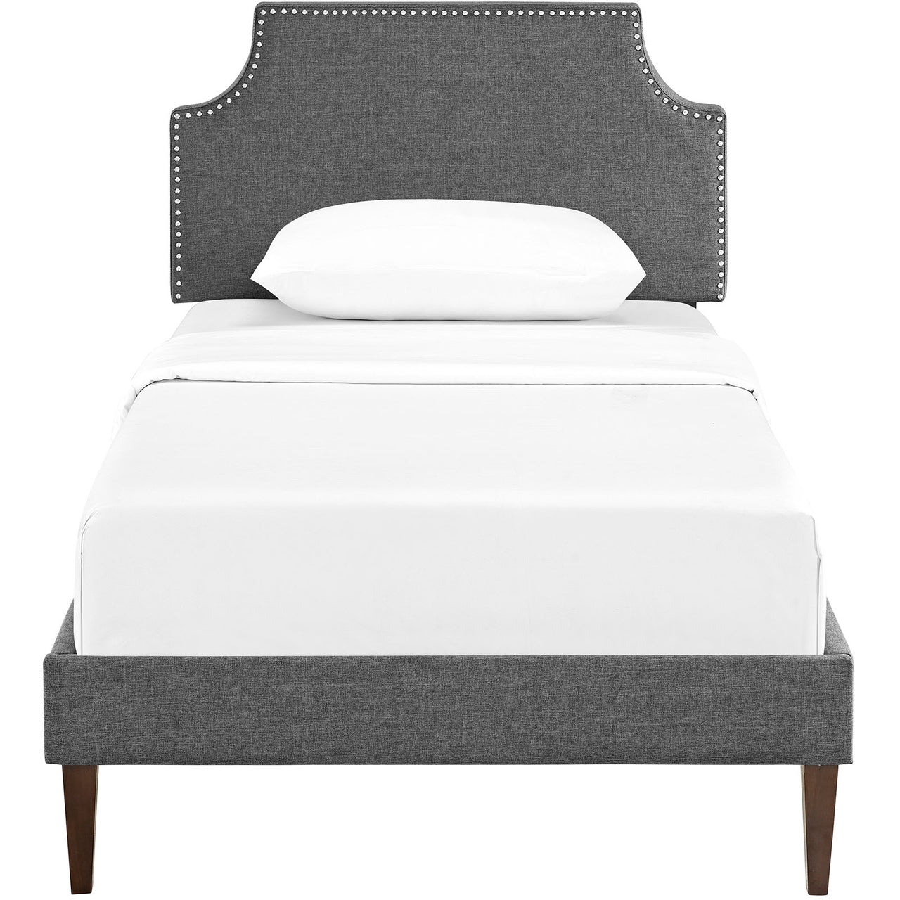 Laurel Fabric Twin Platform Bed, Gray