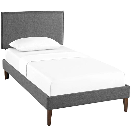 Millie Fabric Twin Platform Bed, Gray