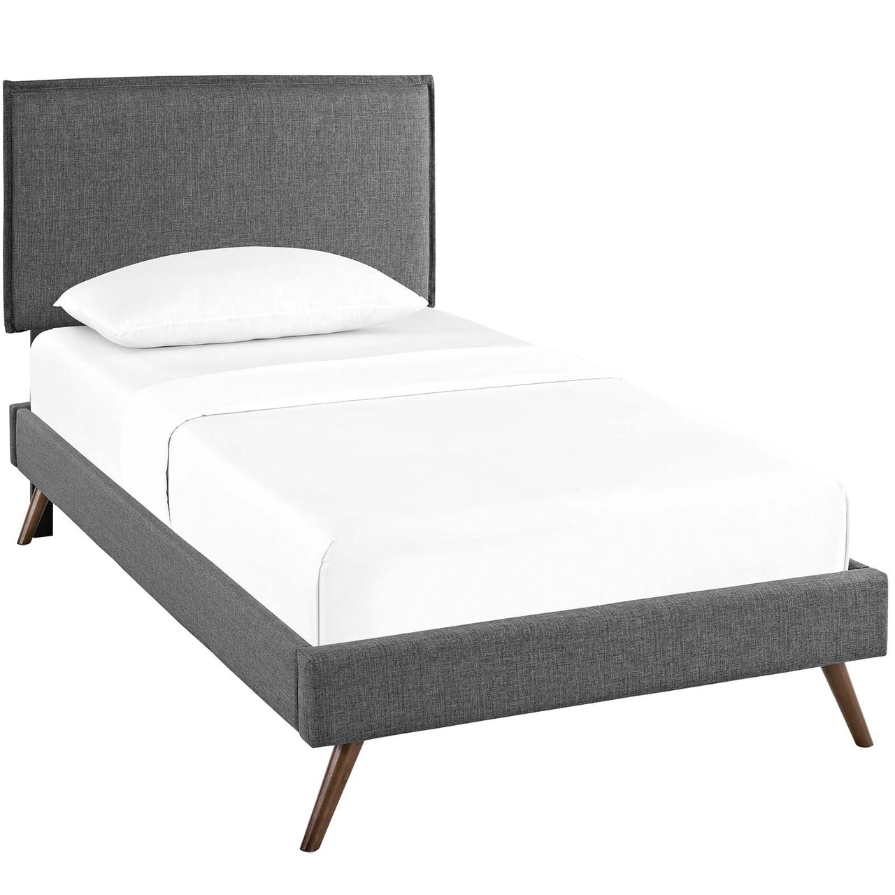 Millie Fabric Twin Platform Bed, Gray