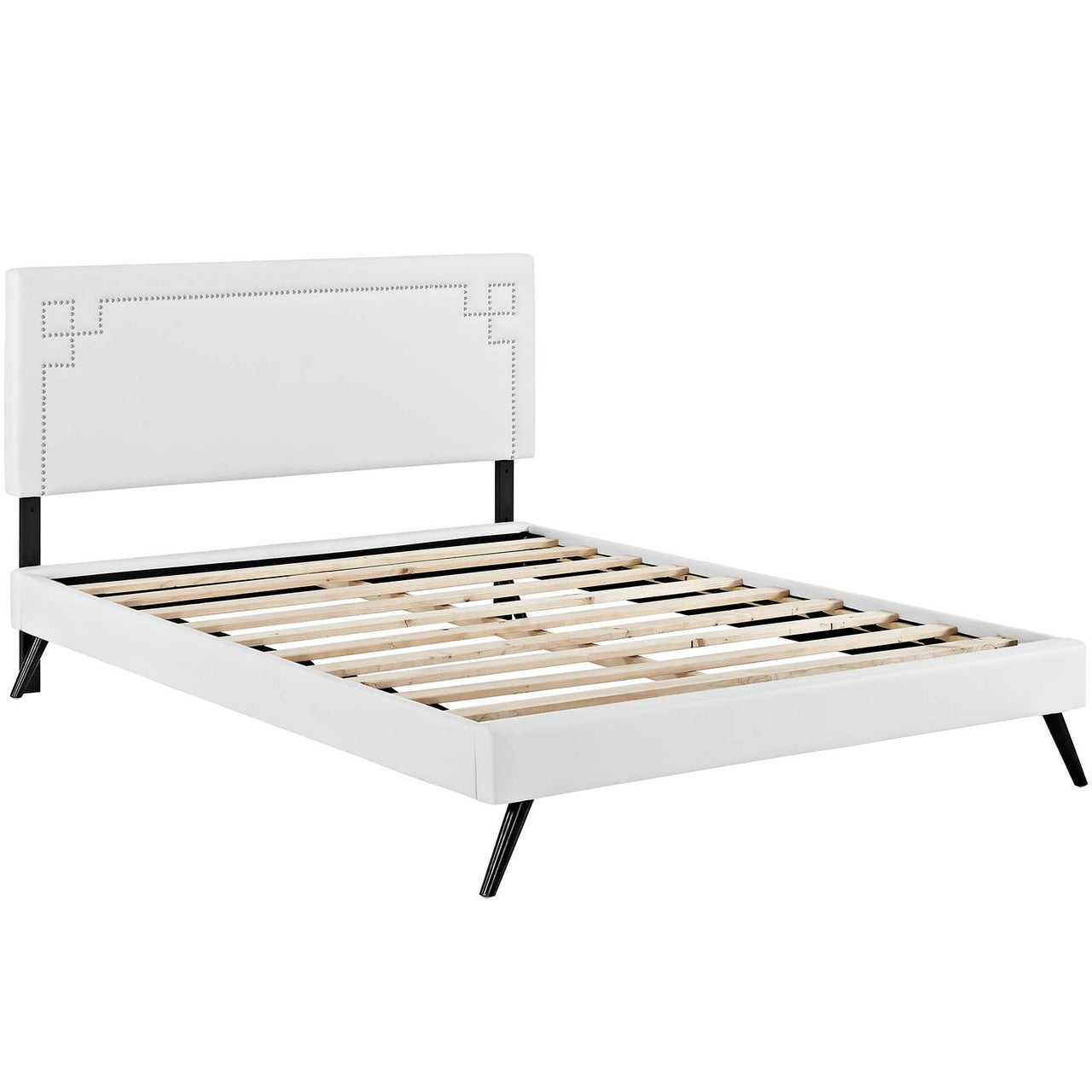 Dazzle Eco-Leather Queen Platform Bed, White