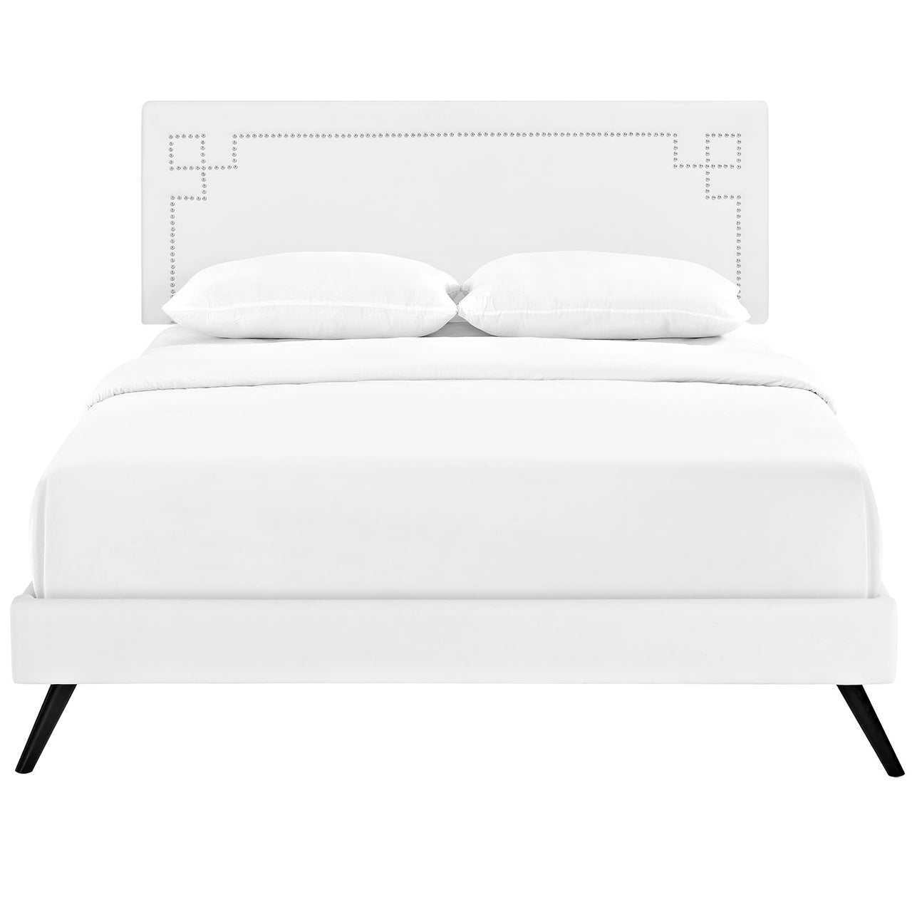 Dazzle Eco-Leather Queen Platform Bed, White