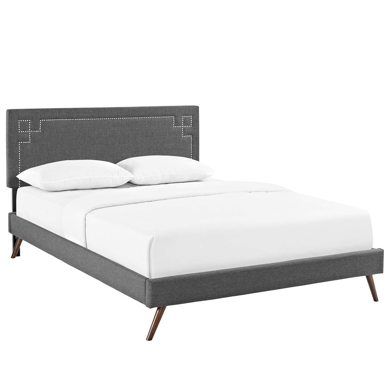 Dazzle Fabric Queen Platform Bed, Gray