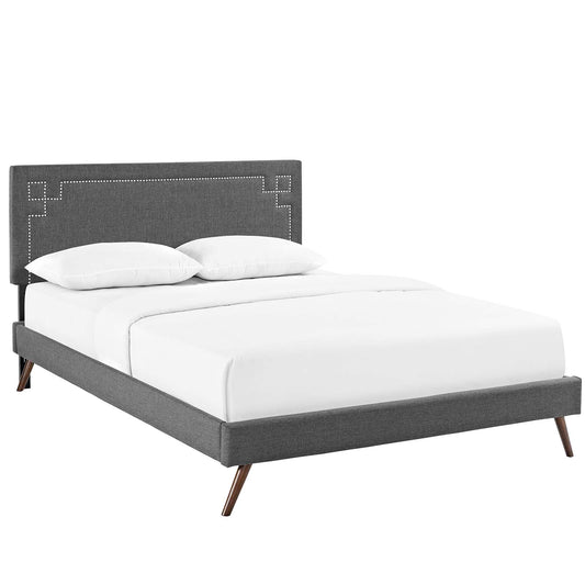 Dazzle Fabric Queen Platform Bed, Gray