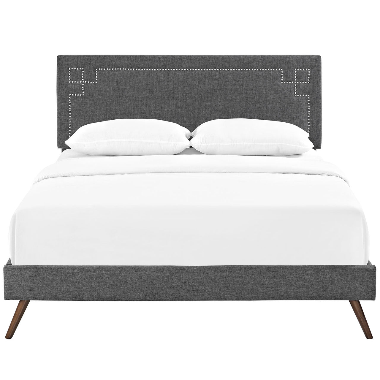 Dazzle Fabric Queen Platform Bed, Gray