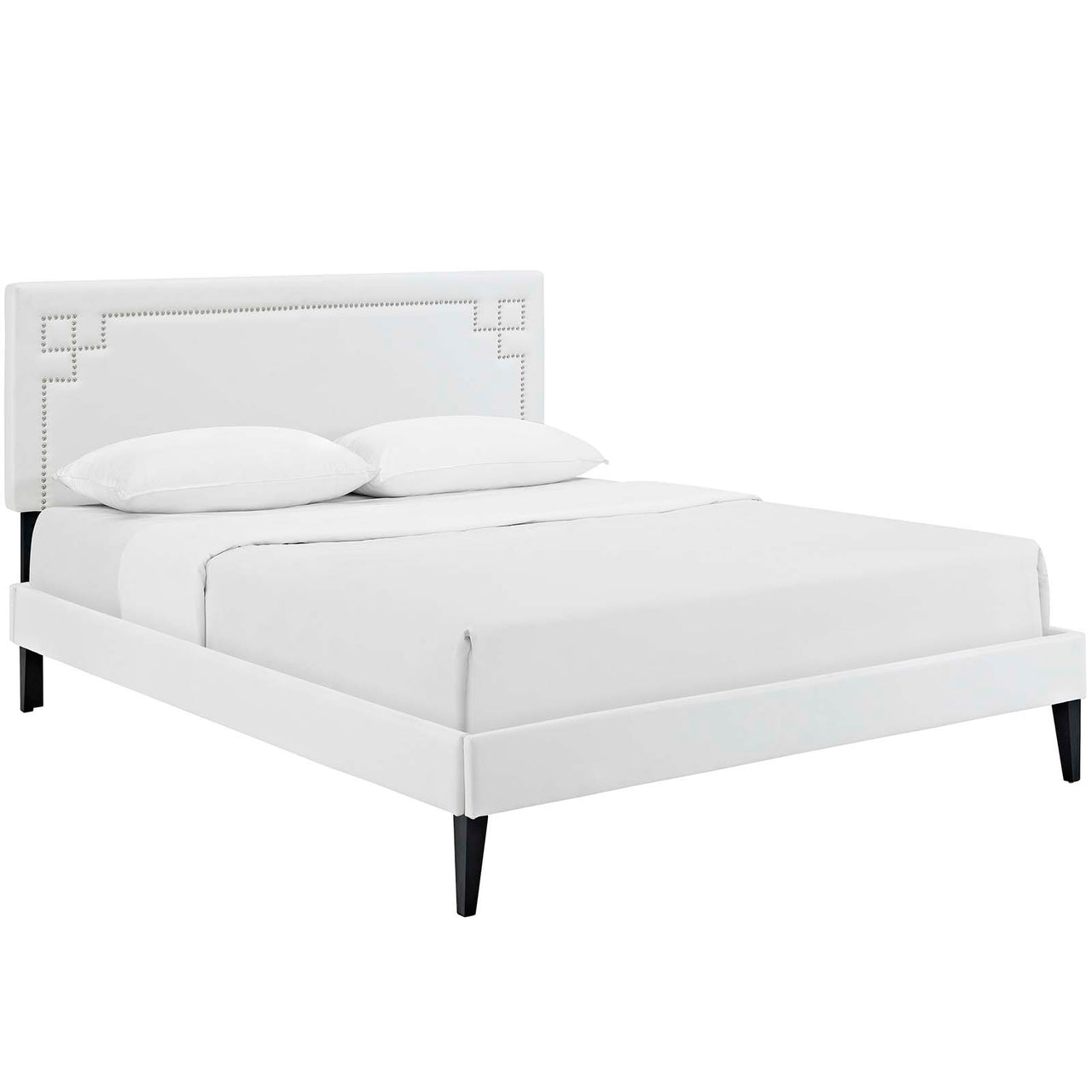 Dazzle Eco-Leather Queen Platform Bed, White