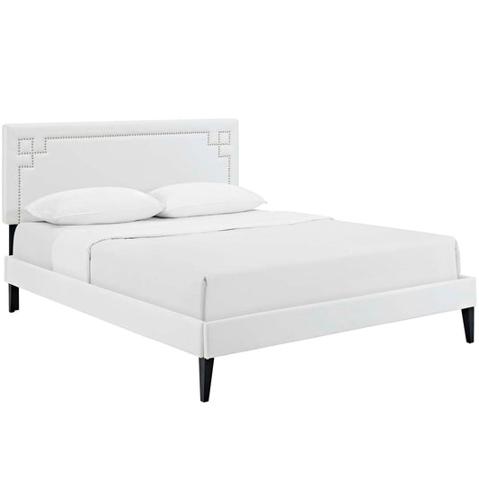 Dazzle Eco-Leather Queen Platform Bed, White